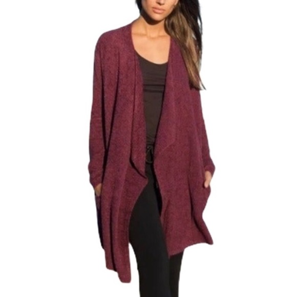 Barefoot Dreams CozyChic Lite Knit Island Wrap Open Front Burgundy Plus Size 2X - Picture 2 of 15
